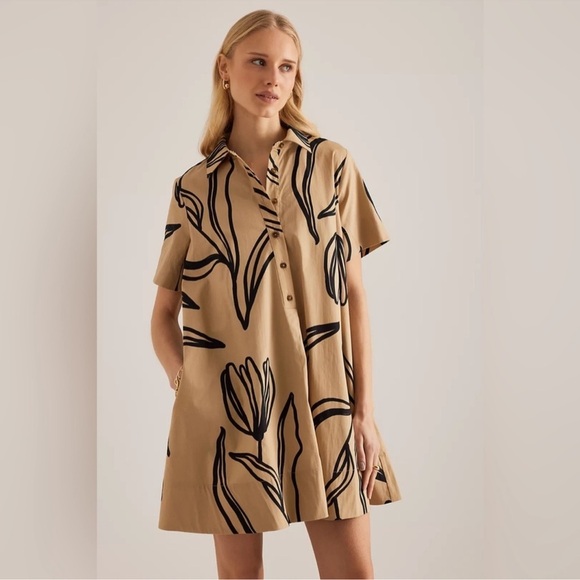 NWT! Anthropologie The Pollie Short-Sleeve Swing Tunic Mini Dress 🟠🦊🏆 - Picture 5 of 16